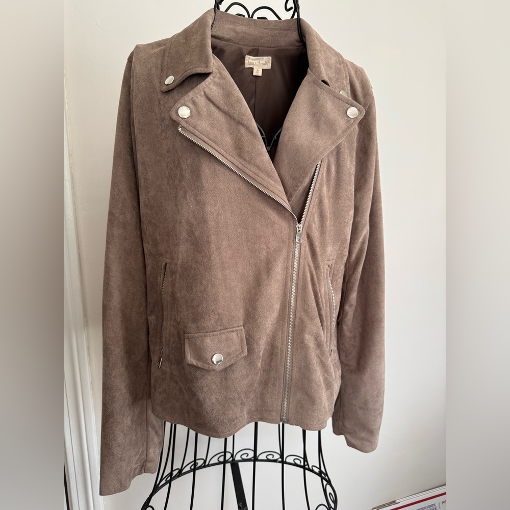 Edgy Faux Suede Moto Jacket